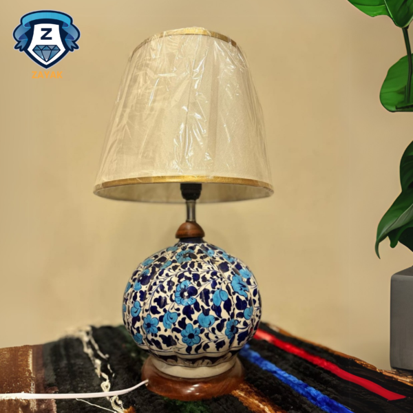 Blue Pottery Lamp with shade