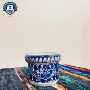 blue pottery planter
