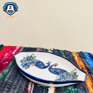 Blue Pottery Peacock Serving Tray