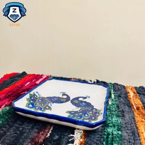 Blue Pottery Peacock Serving Plate